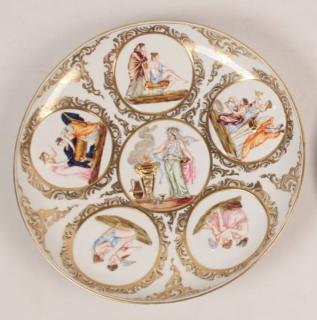 Appraisal: CAPO DI MONTE PORCELAIN CHARGER HAVING INDIVIDUAL RAISED CIRCULAR VIGNETTES