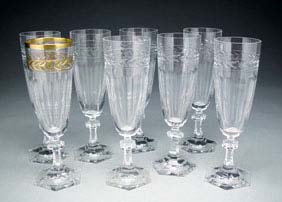 Appraisal: EIGHT CHAMPAGNE FLUTES Set of eight German glass champagne flutes