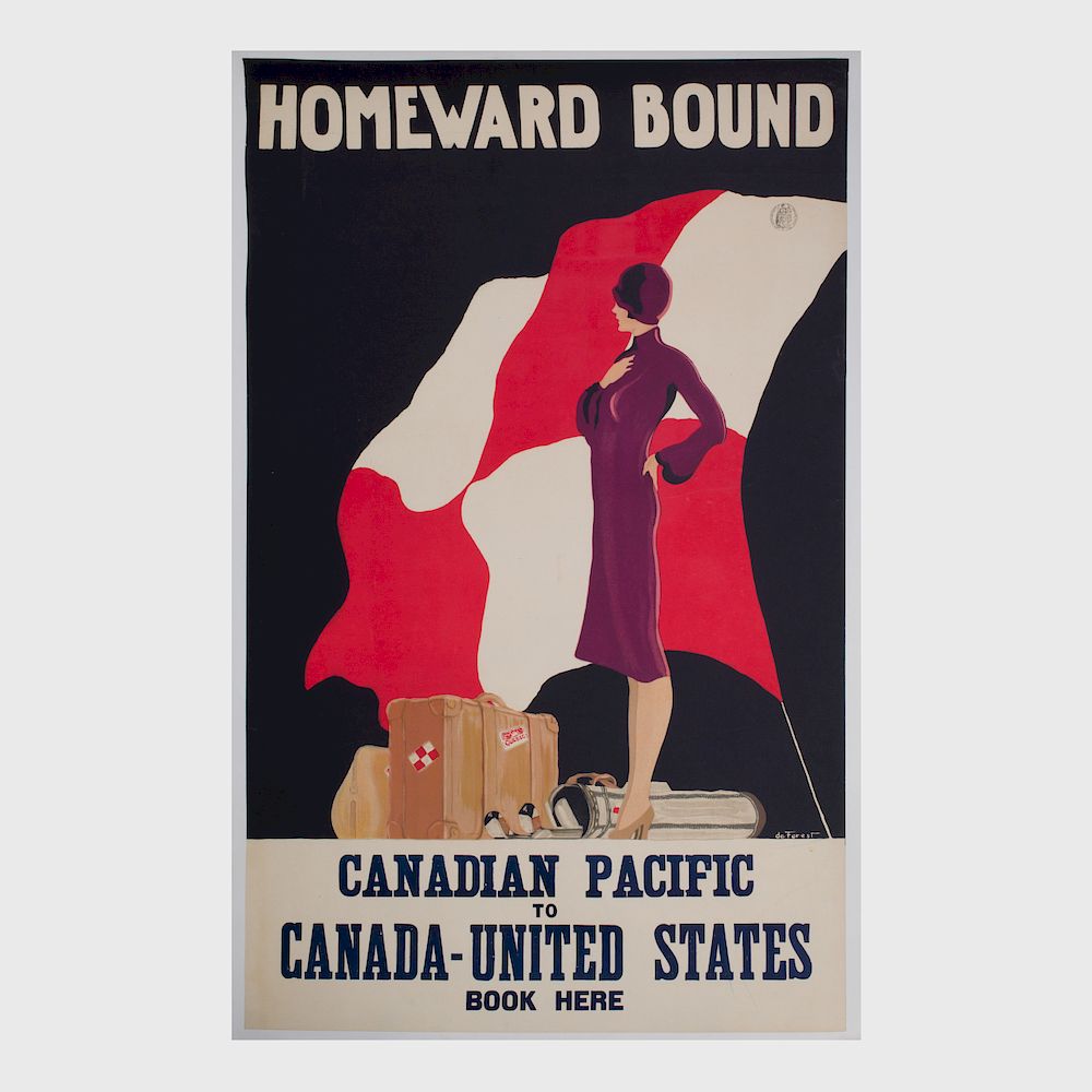 Appraisal: Lockwood deForest - Homeward Bound Lithographic poster mounted on linen