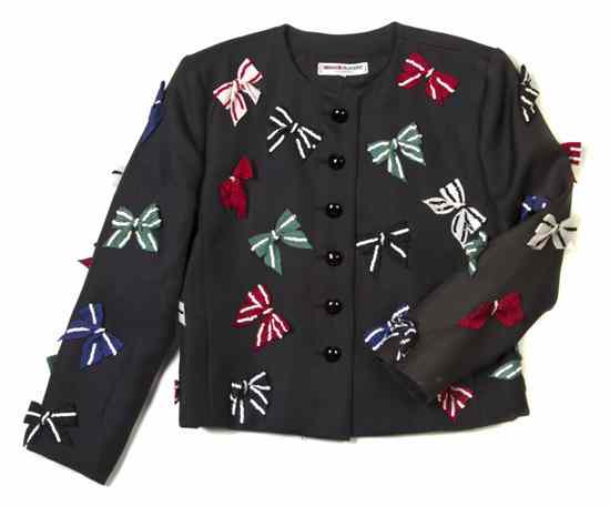 Appraisal: An Yves Saint Laurent Black Silk Gazar Jacket with bow