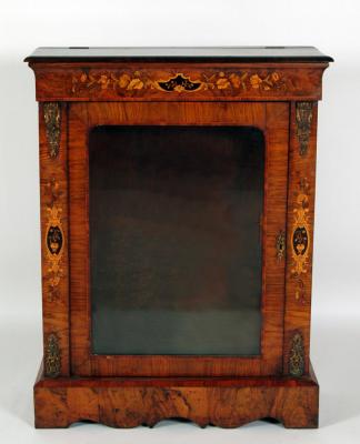 Appraisal: A VICTORIAN WALNUT AND FLORAL MARQUETRY PIER CABINET of oblong