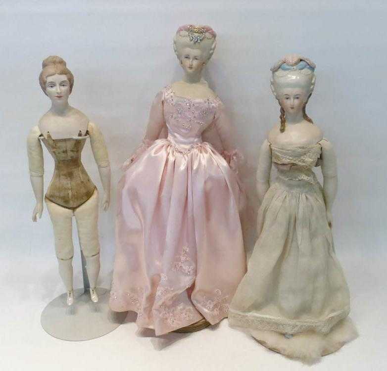 Appraisal: THREE GRACE LATHROP PARIAN PORCELAIN DOLLS designed and made by