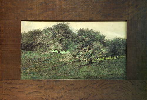 Appraisal: CHARLES ROHLFS EMMA KAAN Rohlfs rough-hewn oak frame with Kaan