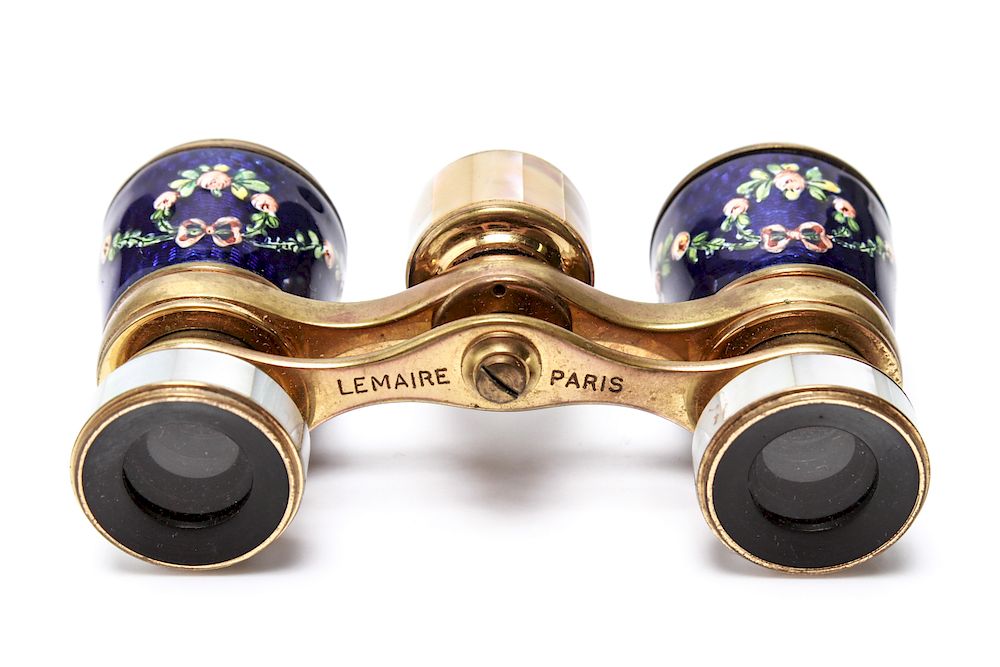 Appraisal: French Lemaire Enamel MOP Opera Glasses French Lemaire opera glasses