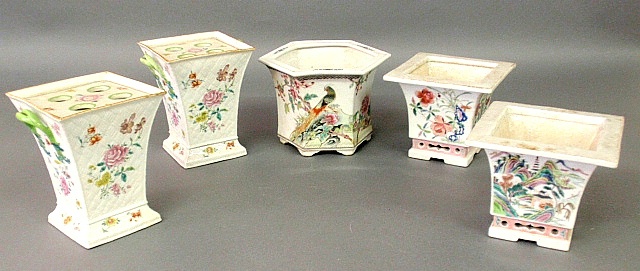 Appraisal: - Pair of Asian porcelain cachepots h x w a