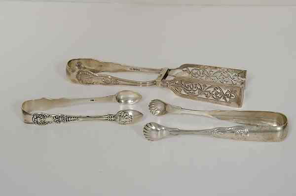 Appraisal: Sterling Tongs English and American an assembled group of three