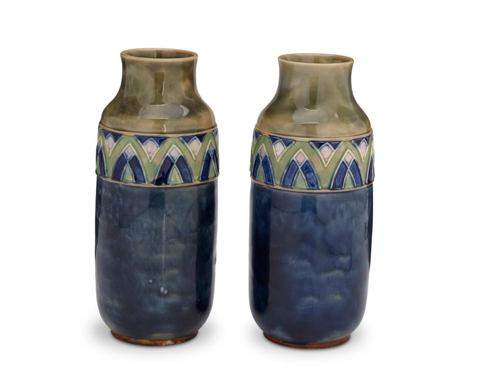 Appraisal: A pair of Royal Doulton pottery vases Circa s Each