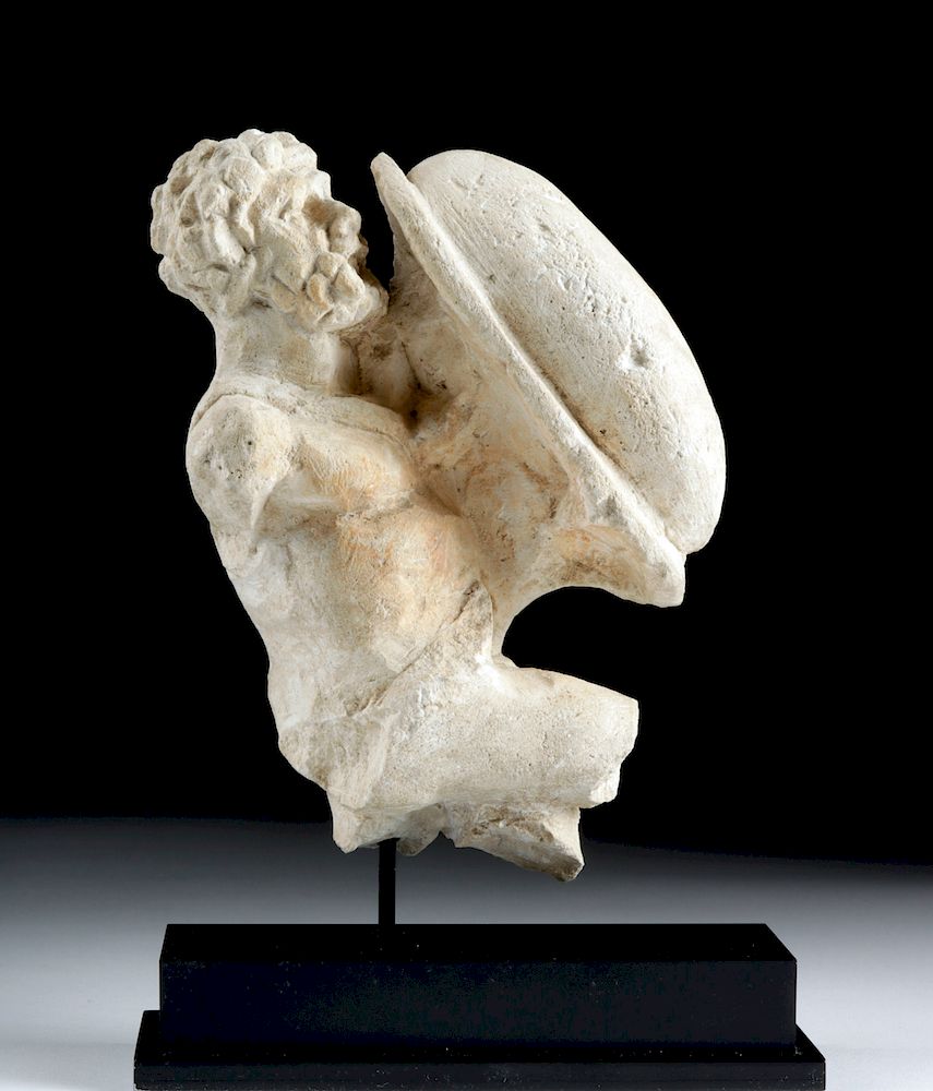 Appraisal: Greco-Roman Hellenistic Tarentum Limestone Warrior Originally Listed At Greco-Roman Hellenistic