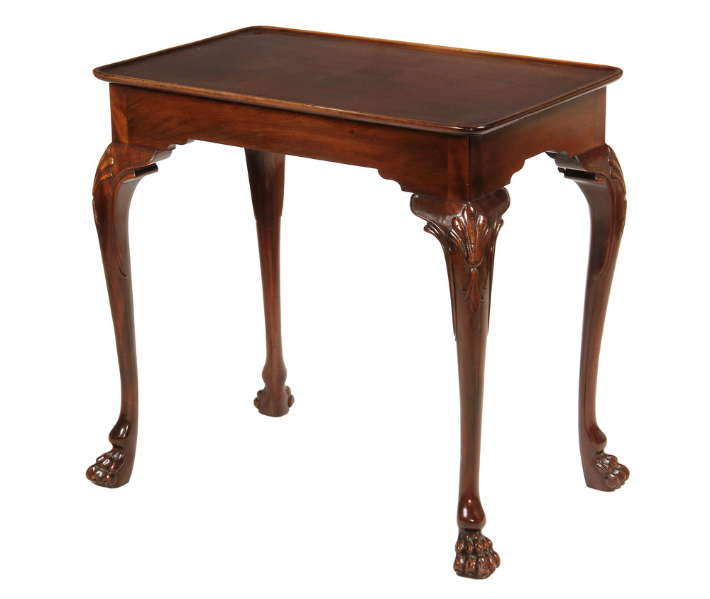 Appraisal: TEA TABLE BY GILLOWS Fine Custom Mahogany Chippendale style Continental