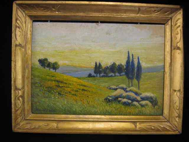 Appraisal: David A White Oil Spring Landscape withflowers on artist board