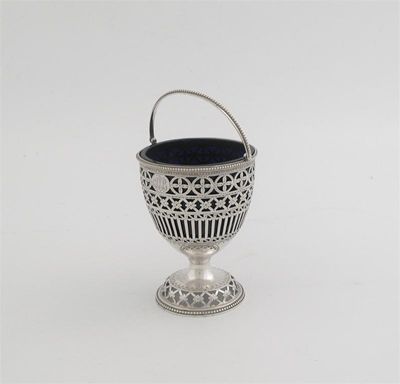 Appraisal: A George III swing handled pierced sugar basket of vase