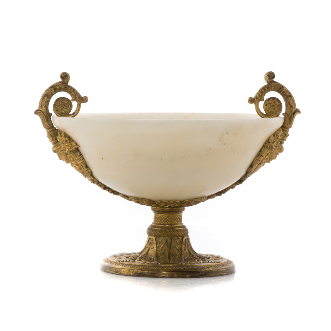 Appraisal: French gilt-bronze and alabaster centerbowl Gilt-bronze-mounts with circular foot and