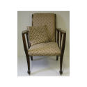 Appraisal: Victorian upholstered chair with wood inlay Chair has matching pillow