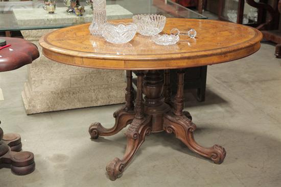 Appraisal: BREAKFAST TABLE Mahogany oval table with geometric and star inlay