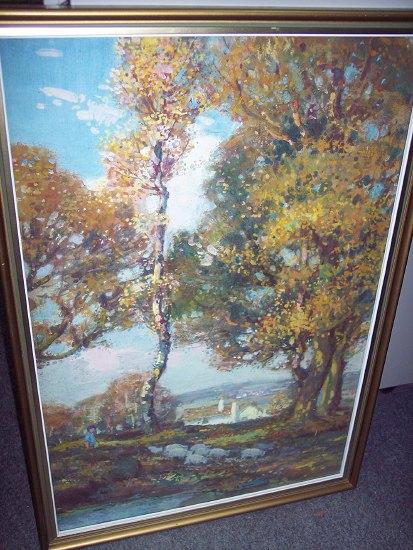 Appraisal: Stanley Royle Landscape with Shepherd and sheep in foreground signed