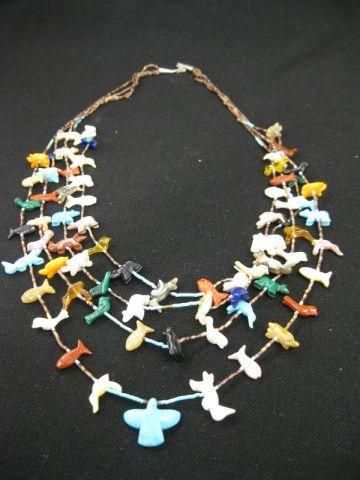 Appraisal: Indian Fetish Necklace various carved fish and animal designs four