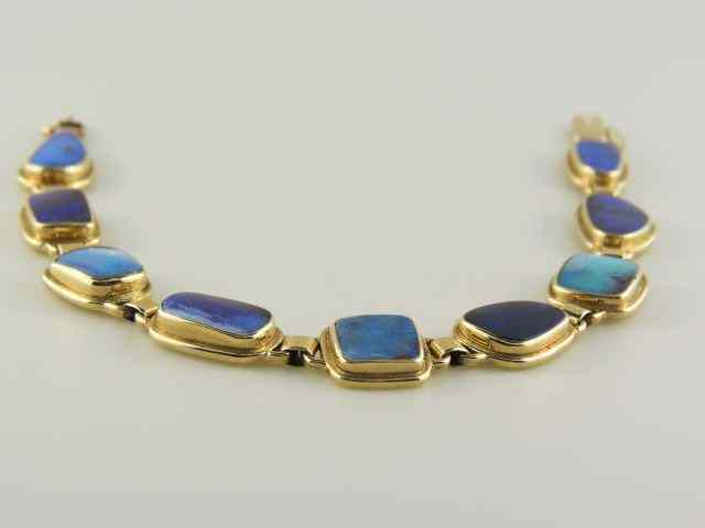 Appraisal: Opal Bracelet natural boulder opals in k yellow gold great