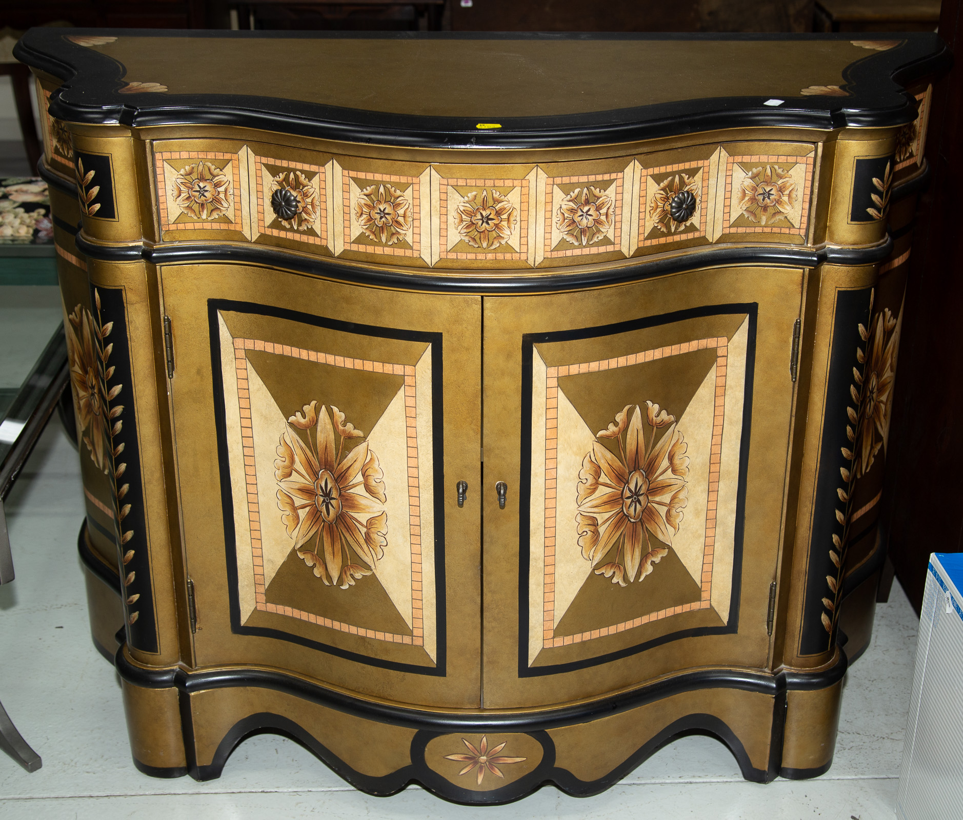 Appraisal: PULASKI FURNITURE PAINTED SERPENTINE FRONT CABINET Modern in H in