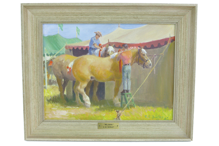 Appraisal: EDWARD B QUIGLEY OIL PANEL Oregon - titled Belgians circus