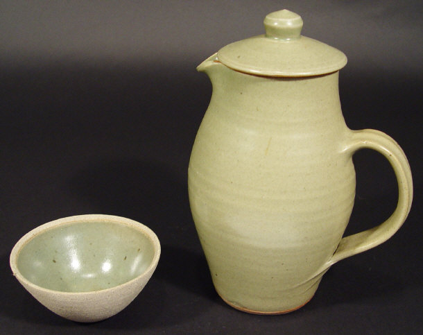 Appraisal: St Ives studio stoneware water pot and cover and a