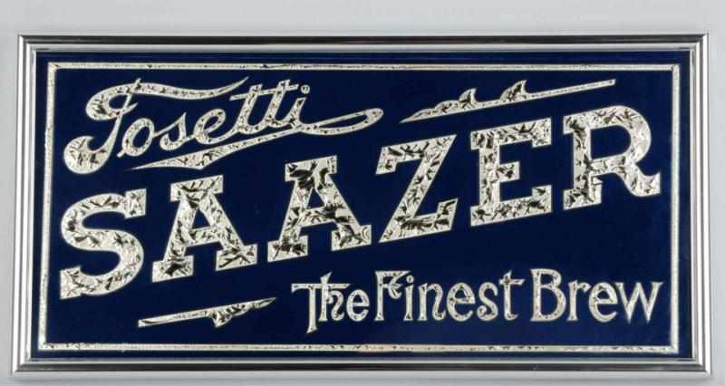 Appraisal: Tosetti Saazer Brew Reverse Glass Sign Nice clean example with