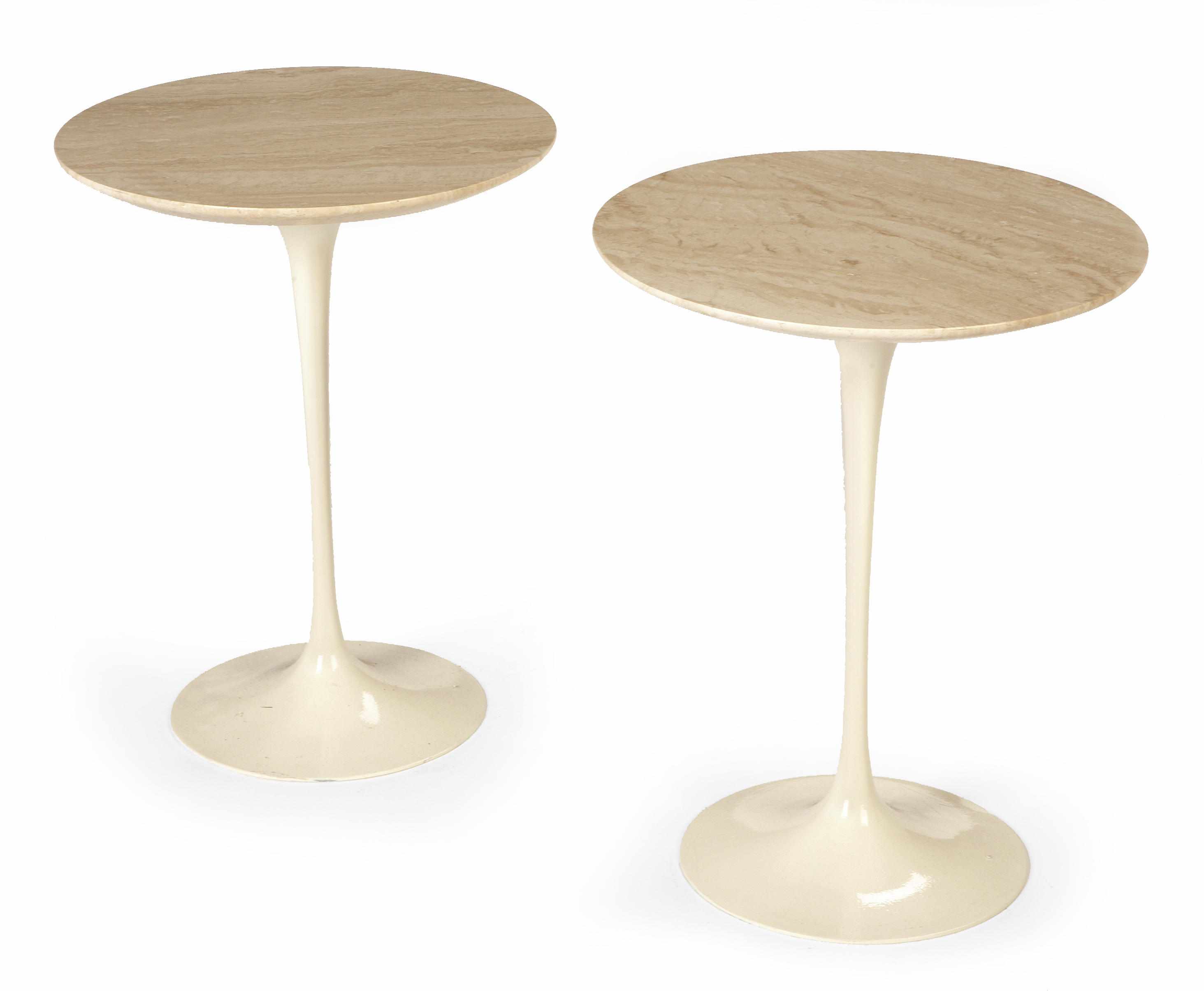 Appraisal: A pair of Eero Saarinen style marble and enameled metal