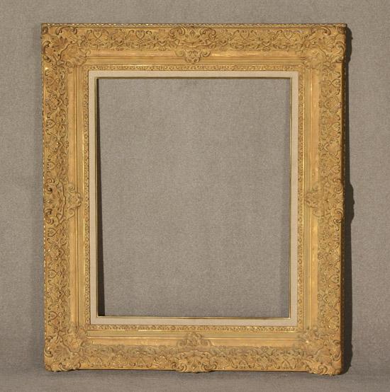 Appraisal: George III Style Cream-Washed Gilt Composition Wood and Sanded-Frieze Frame