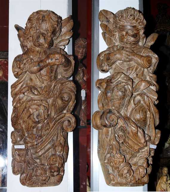 Appraisal: PAIR OF ANGELS Baroque Northern France or The Netherlands end