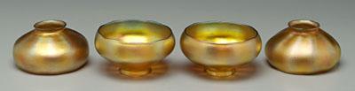 Appraisal: Four Steuben art glass shades iridescent gold - x -