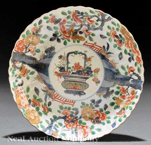 Appraisal: A Chinese Imari Porcelain Chrysanthemum-Form Dish probably th c central