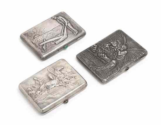 Appraisal: A Collection of Three Russian Silver Cigarette Cases Moscow and