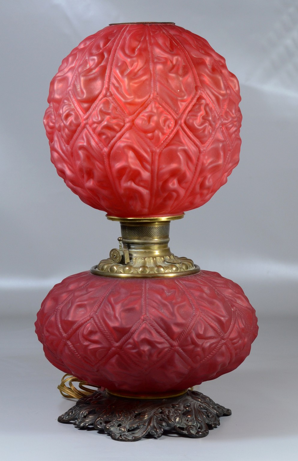 Appraisal: Victorian Plume and Atwood cranberry satin glass Gone With the