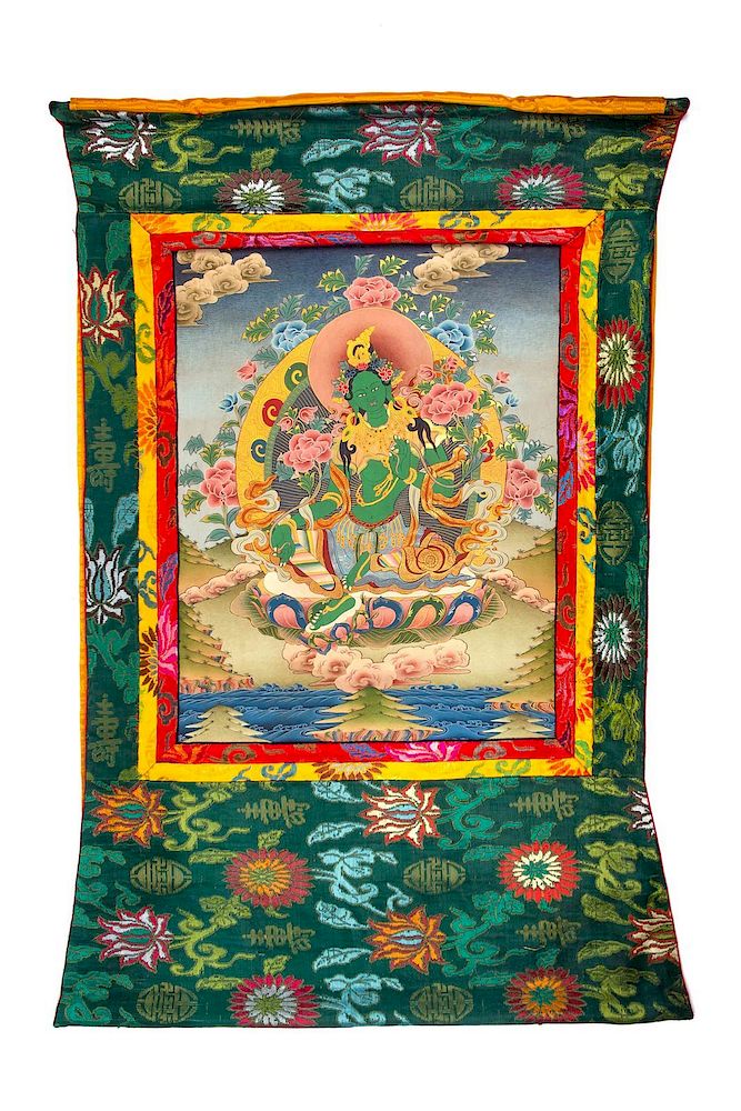 Appraisal: A Tibetan Thangka Height x in x cm A Tibetan