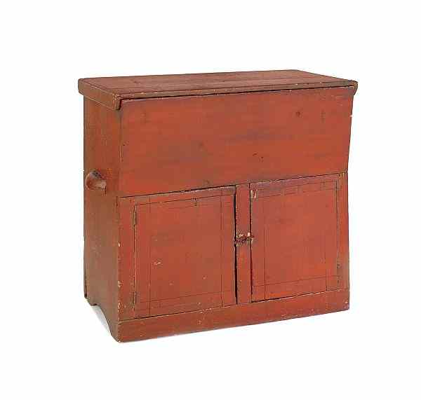 Appraisal: New England painted pine dough box cupboard early th c