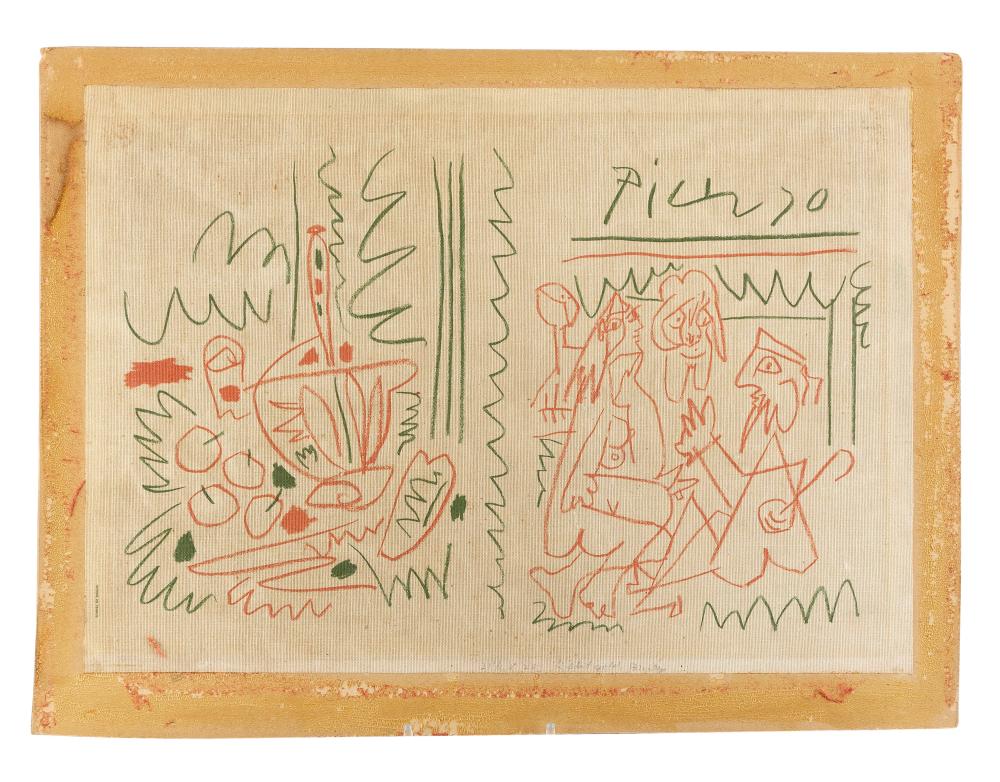 Appraisal: BOOK COVER AFTER PICASSO MID- TH CENTURY FABRIC X UNFRAMED