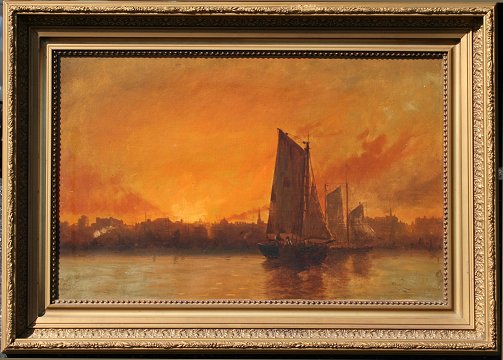 Appraisal: SCHUMACHER Charles J American th C ''Boston Harbor Sunset'' OIL