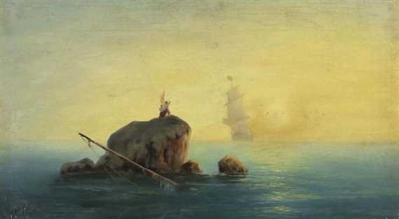 Appraisal: AIVAZOVSKY IVAN KONSTANTINOVICH Feodosija Umkreis Schiffbr chige l auf Leinwand