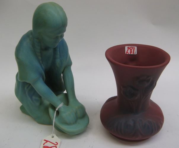 Appraisal: TWO VAN BRIGGLE MATTE GLAZE ART POTTERY PIECES one a