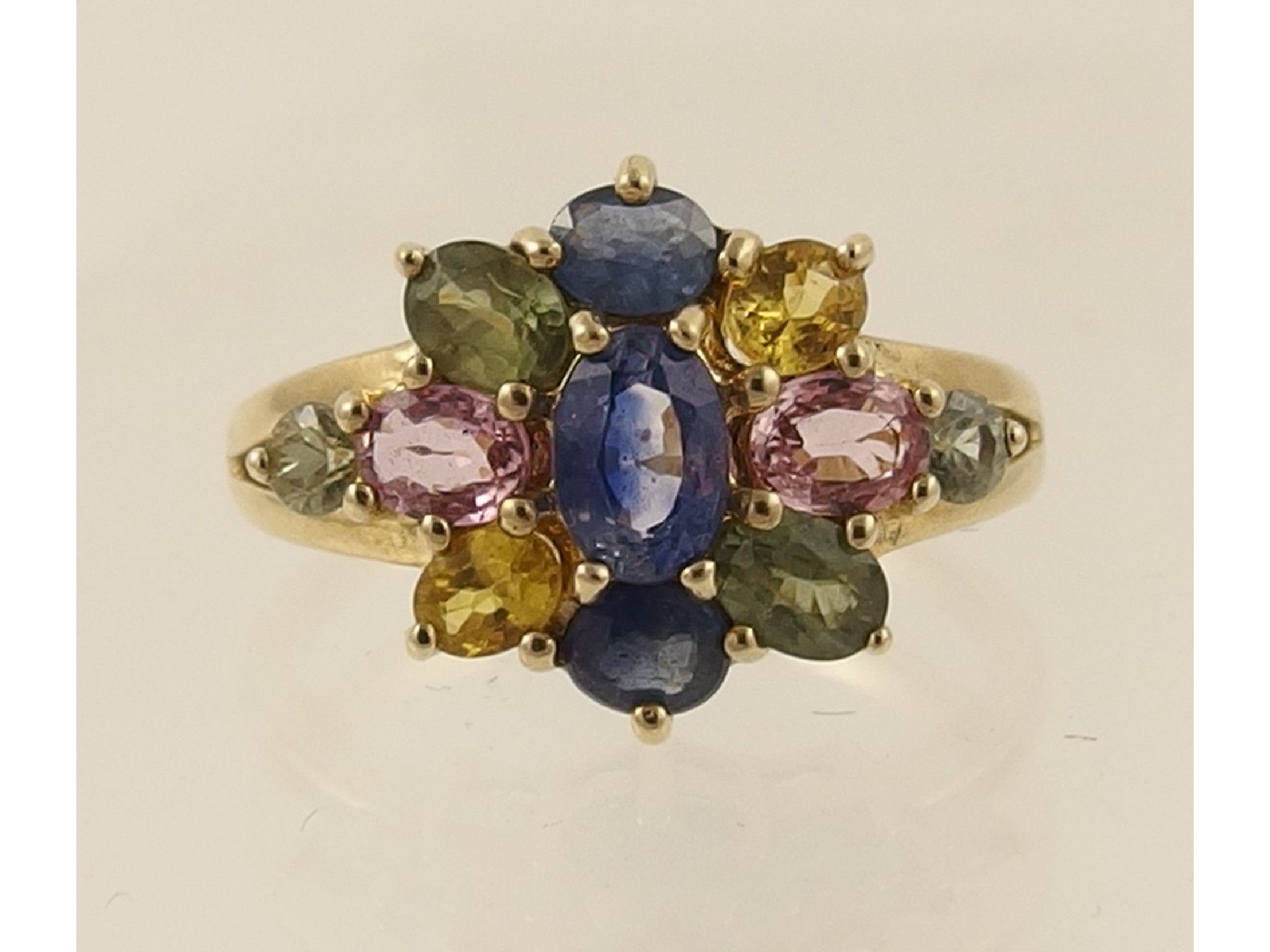 Appraisal: A ct gold nine stone multi gem set ring