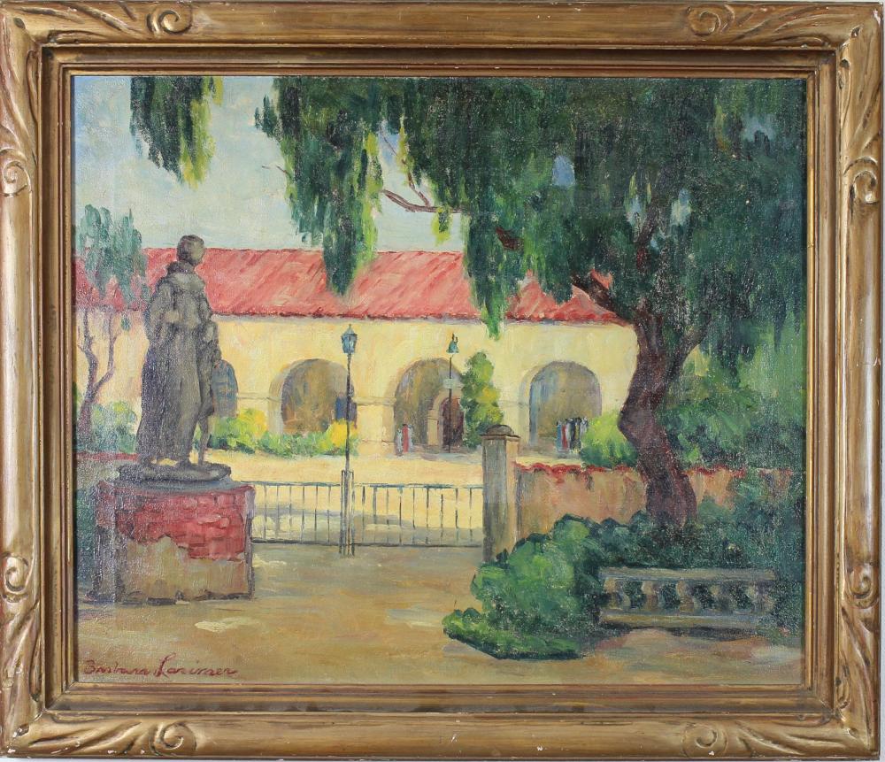 Appraisal: BARBARA LARIMER California - oil on canvas Mission San Fernando