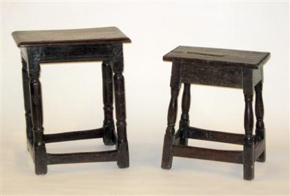 Appraisal: Two Charles II oak joint stools th century