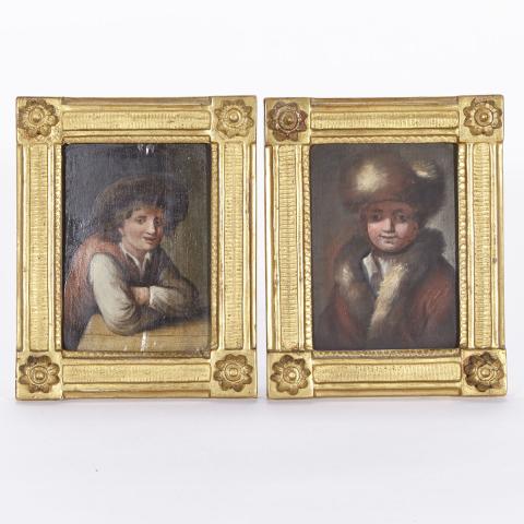 Appraisal: Pair of Austrian School Portrait Miniatures of Young Men each