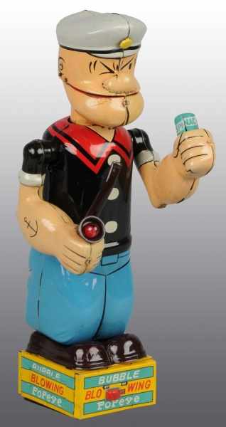 Appraisal: Tin Bubble Blowing Popeye Battery-Op Toy Description Japanese Working Made