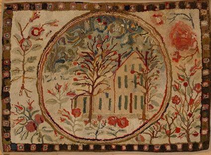 Appraisal: TWO AMERICAN HOOKED RUGS The one with Little Red Riding