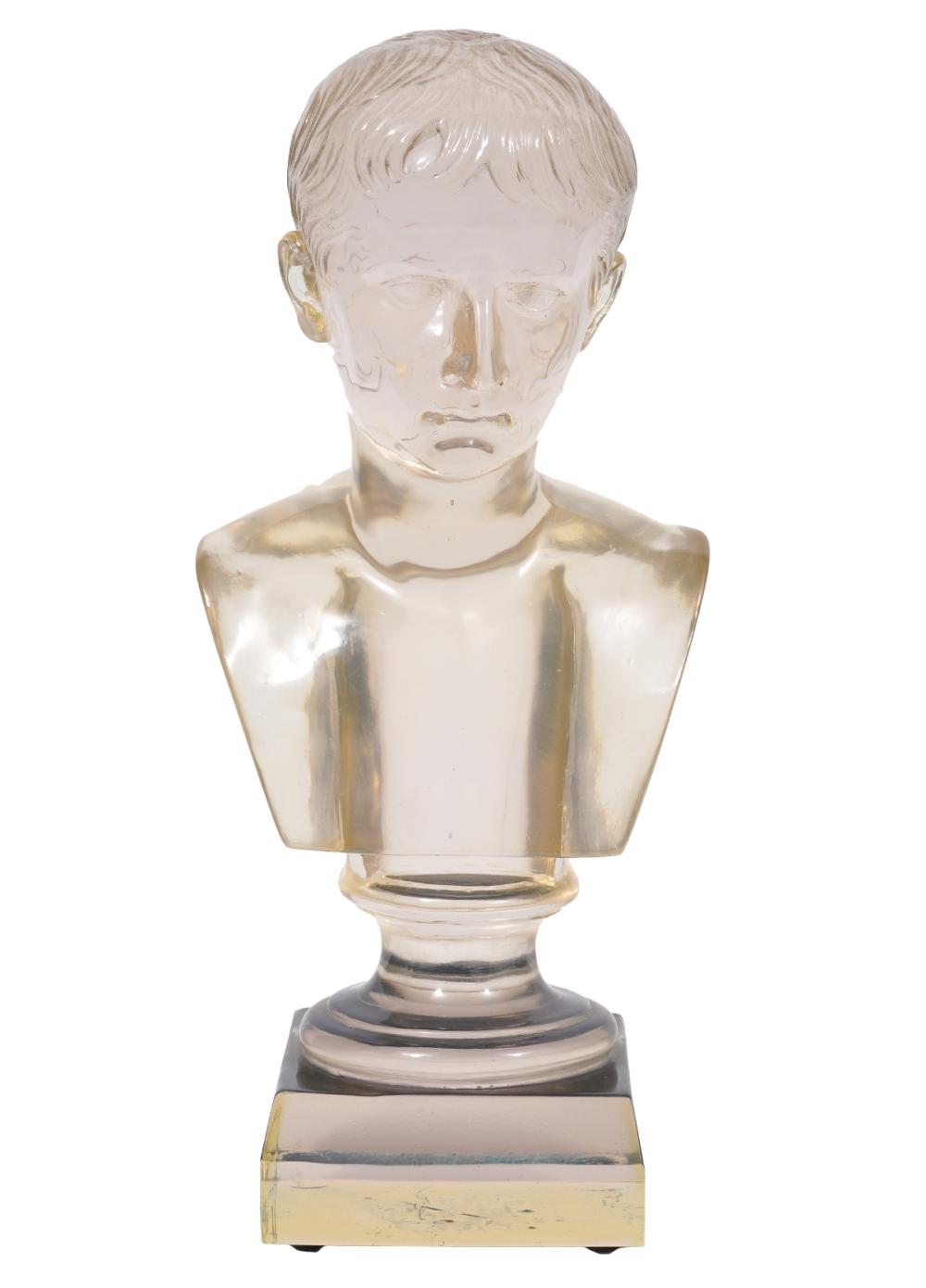 Appraisal: DOROTHY THORPE CLEAR RESIN MALE BUSTDorothy Thorpe 's clear resin