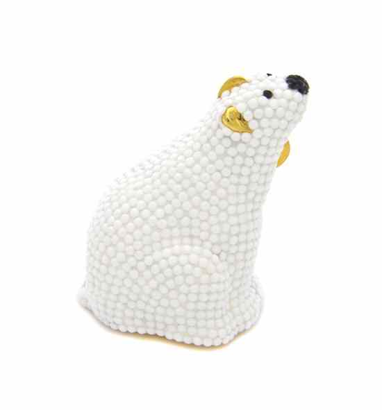 Appraisal: A Judith Leiber Opaque White Crystal Polar Bear Pillbox black