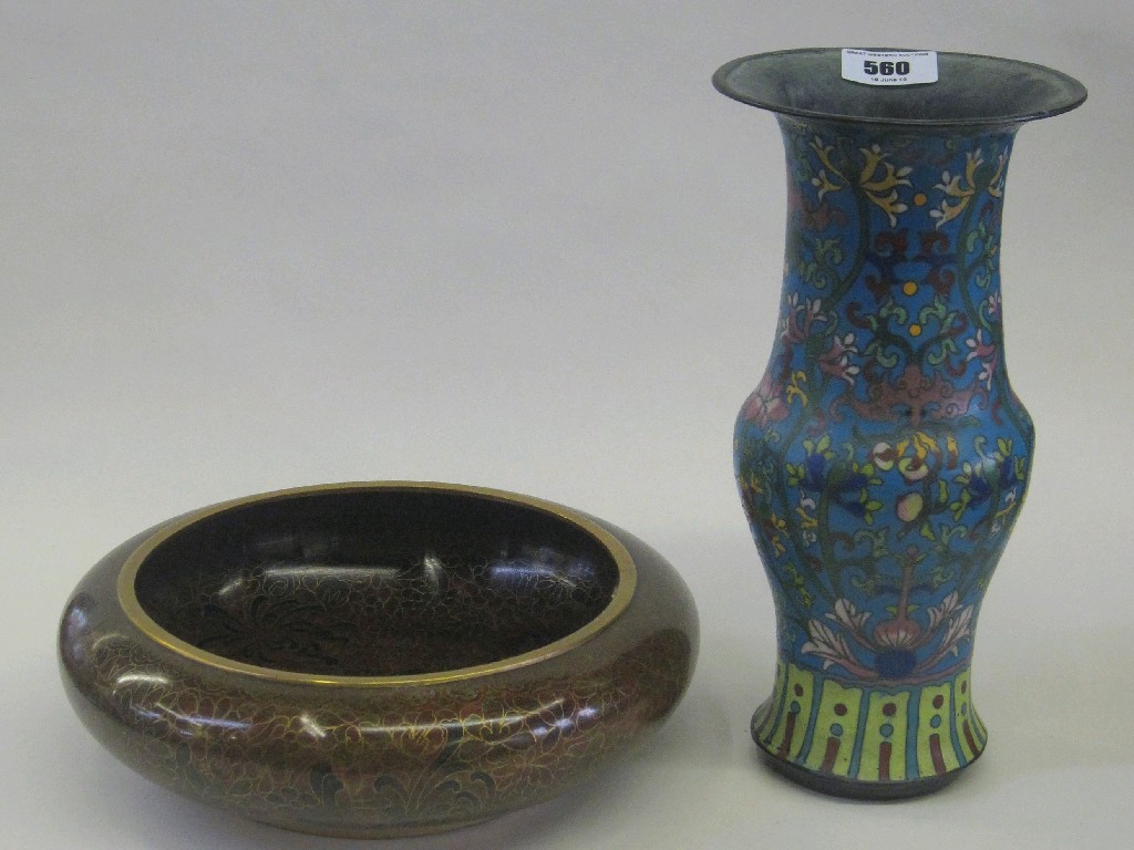 Appraisal: Cloisonne vase and bowl