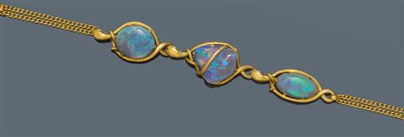 Appraisal: OPAL AND GOLD BRACELET NECKLACE ca Yellow gold Very decorative