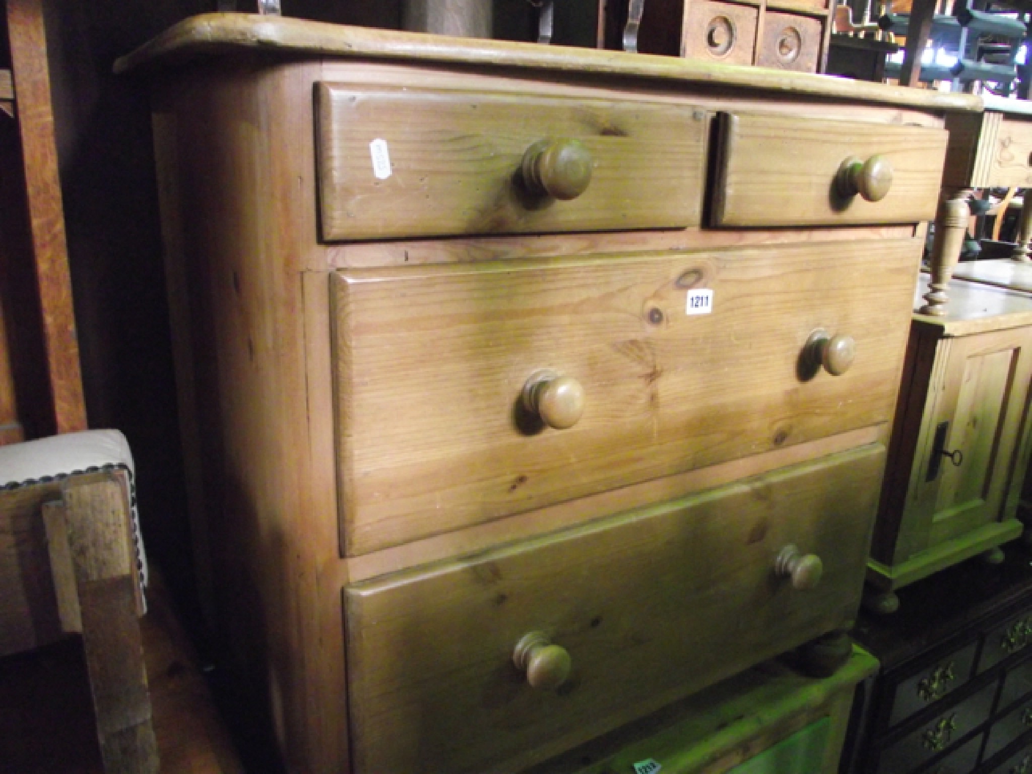 Appraisal: A stripped and waxed pine chest of two long and