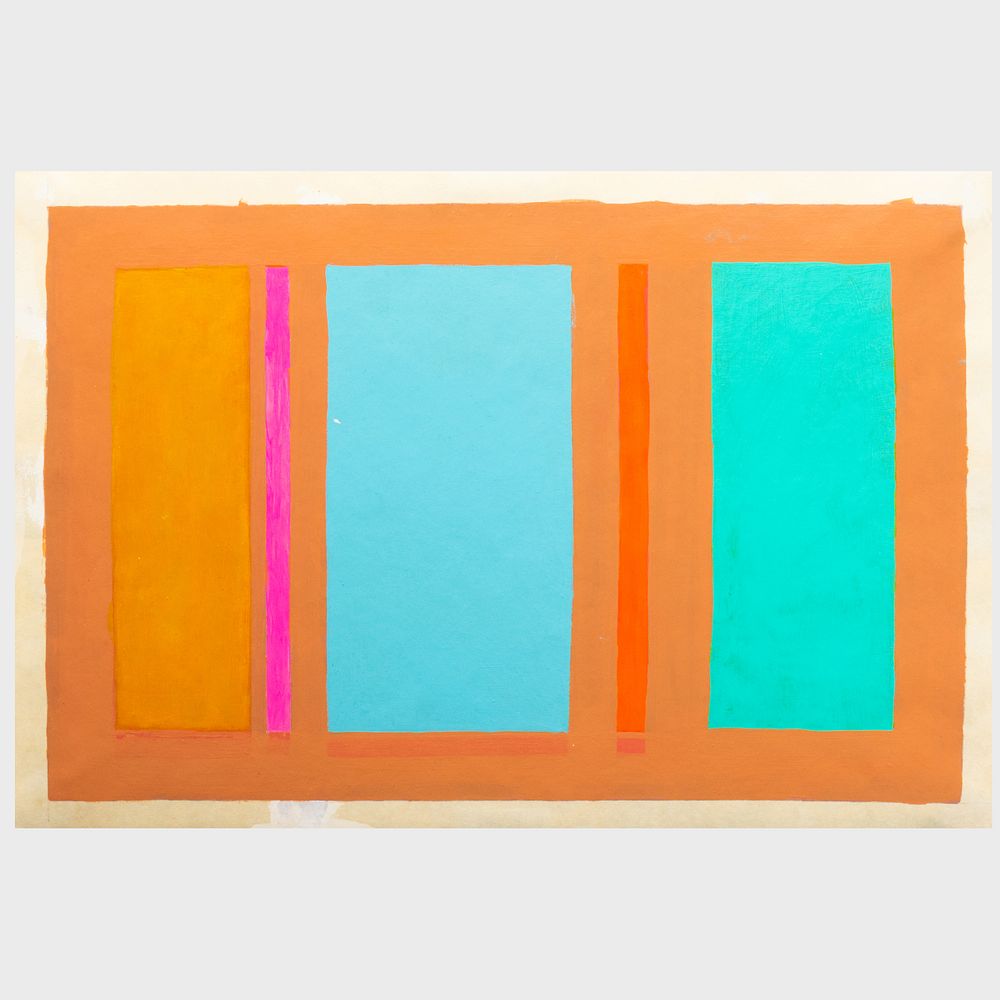 Appraisal: Murray Hantman - Color Sketch Study and Untitled Three acrylic